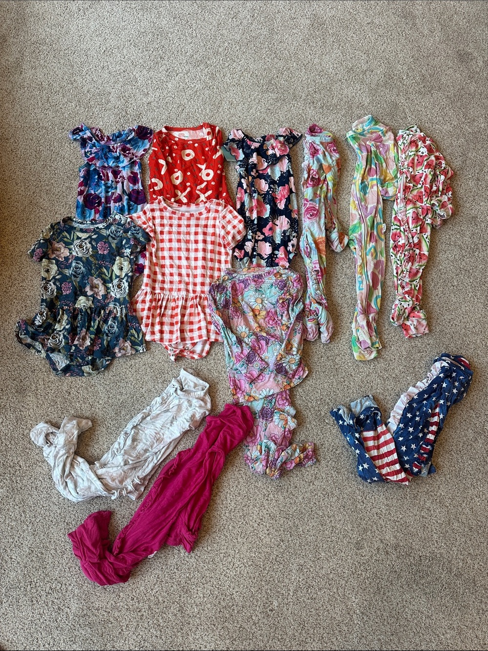 Gigi and Max Girls Romper and Footed Pajama huge Bundle 12-18 months